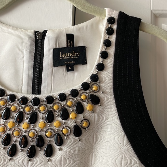 Laundry 6 NWT white black beaded sleeveless shift dress - Picture 4 of 13